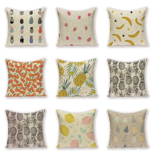 Ananas Cushion Cover Interesting Fruit Pineapple Throw Pillow Case Linen 45 x 45 Custom Living Room Decoration Home Pillow Cases