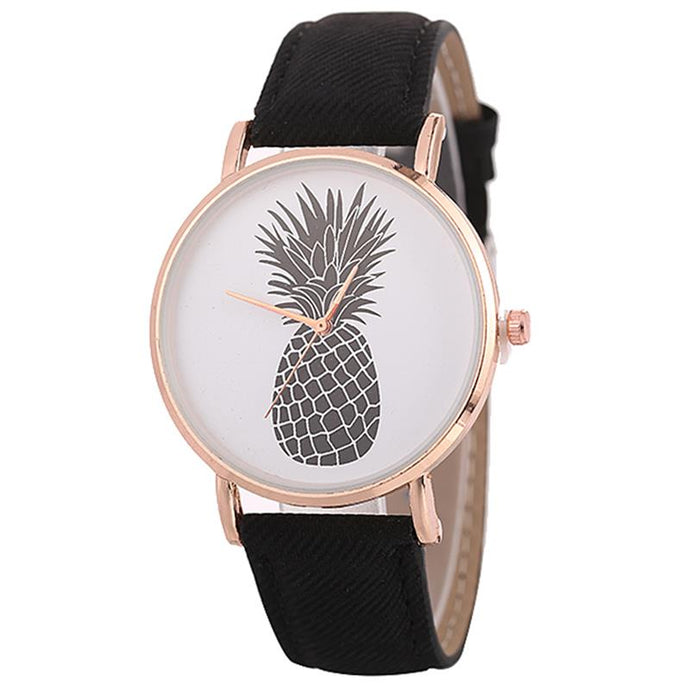 Women Casual Watch Leather Band Stainless Steel Analog Quartz Wristwatch Lady Female Simple Pineapple Watches Montre Femme