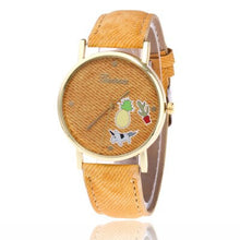 Load image into Gallery viewer, Lovely Pineapple Watches Women Casual Leather Strap Fruit Wristwatch Ladies Quartz Jeans Fabric Watch Montre Femme Relogio Mujer