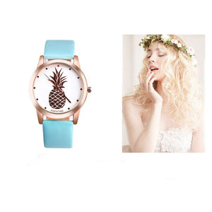 Luxury Pineapple Faux Leather Women Dress Watches Wristwatch Fashion Ladies Bracelet Female Round Clock Quartz Watch #D