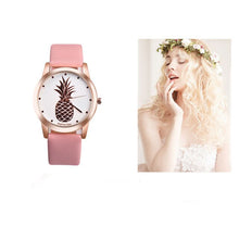 Load image into Gallery viewer, Luxury Pineapple Faux Leather Women Dress Watches Wristwatch Fashion Ladies Bracelet Female Round Clock Quartz Watch #D