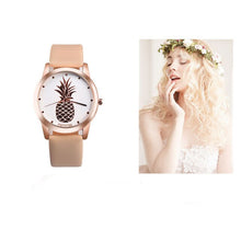 Load image into Gallery viewer, Luxury Pineapple Faux Leather Women Dress Watches Wristwatch Fashion Ladies Bracelet Female Round Clock Quartz Watch #D