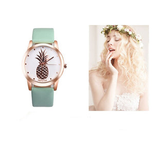 Luxury Pineapple Faux Leather Women Dress Watches Wristwatch Fashion Ladies Bracelet Female Round Clock Quartz Watch #D