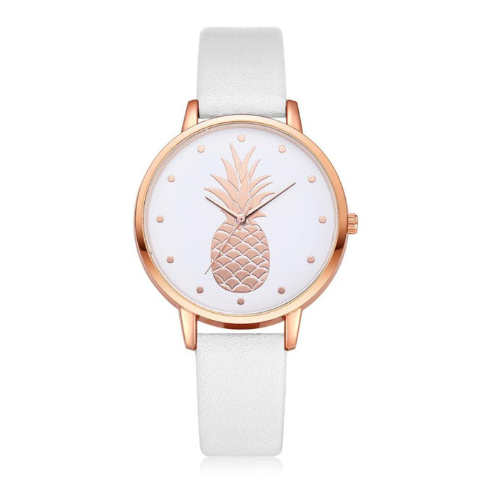 TZ#501 Luxury Fashion Leather Band Analog Quartz Round Wrist Watch Pineapple pattern Free Shipping