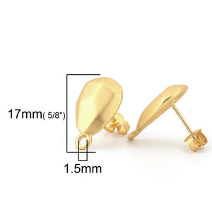 DoreenBeads Zinc Based Alloy Ear Post Stud Earrings Findings Pineapple/ Ananas Fruit Leaf Bee Style Matt Gold Color Charms,10PCs