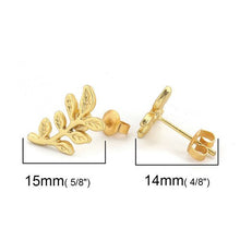 Load image into Gallery viewer, DoreenBeads Zinc Based Alloy Ear Post Stud Earrings Findings Pineapple/ Ananas Fruit Leaf Bee Style Matt Gold Color Charms,10PCs