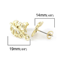 Load image into Gallery viewer, DoreenBeads Zinc Based Alloy Ear Post Stud Earrings Findings Pineapple/ Ananas Fruit Leaf Bee Style Matt Gold Color Charms,10PCs