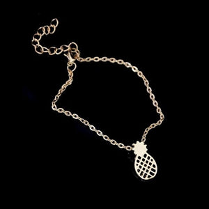 European Summer Fruit Ananas Chain Bracelets for Women Zinc Alloy Hollow Out Metal Pineapple Charm Bracelets Fashion Jewelry