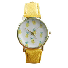 Load image into Gallery viewer, New Arrival Simple Pineapple Pattern Design Dial Women Watch Gift Clock Leather Band Analog Quartz Vogue Wrist Watch Kol Saati#W