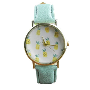 New Arrival Simple Pineapple Pattern Design Dial Women Watch Gift Clock Leather Band Analog Quartz Vogue Wrist Watch Kol Saati#W