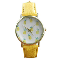 Load image into Gallery viewer, New Arrival Simple Pineapple Pattern Design Dial Women Watch Gift Clock Leather Band Analog Quartz Vogue Wrist Watch Kol Saati#W